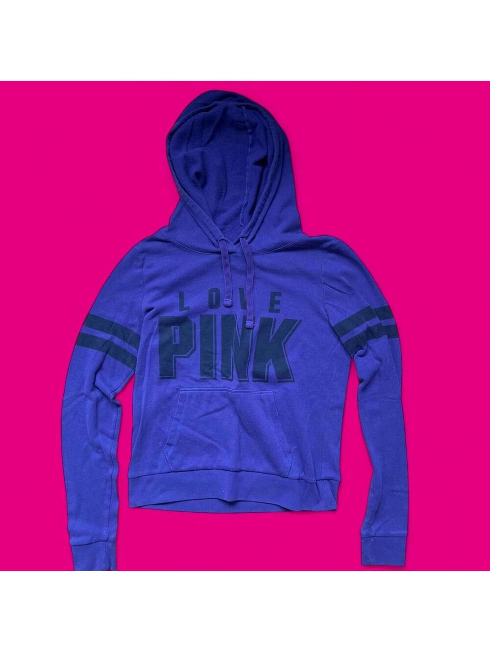 Y2K Victoria’s Secret 2010s PINK Purple Varsity Logo light weight hoodie